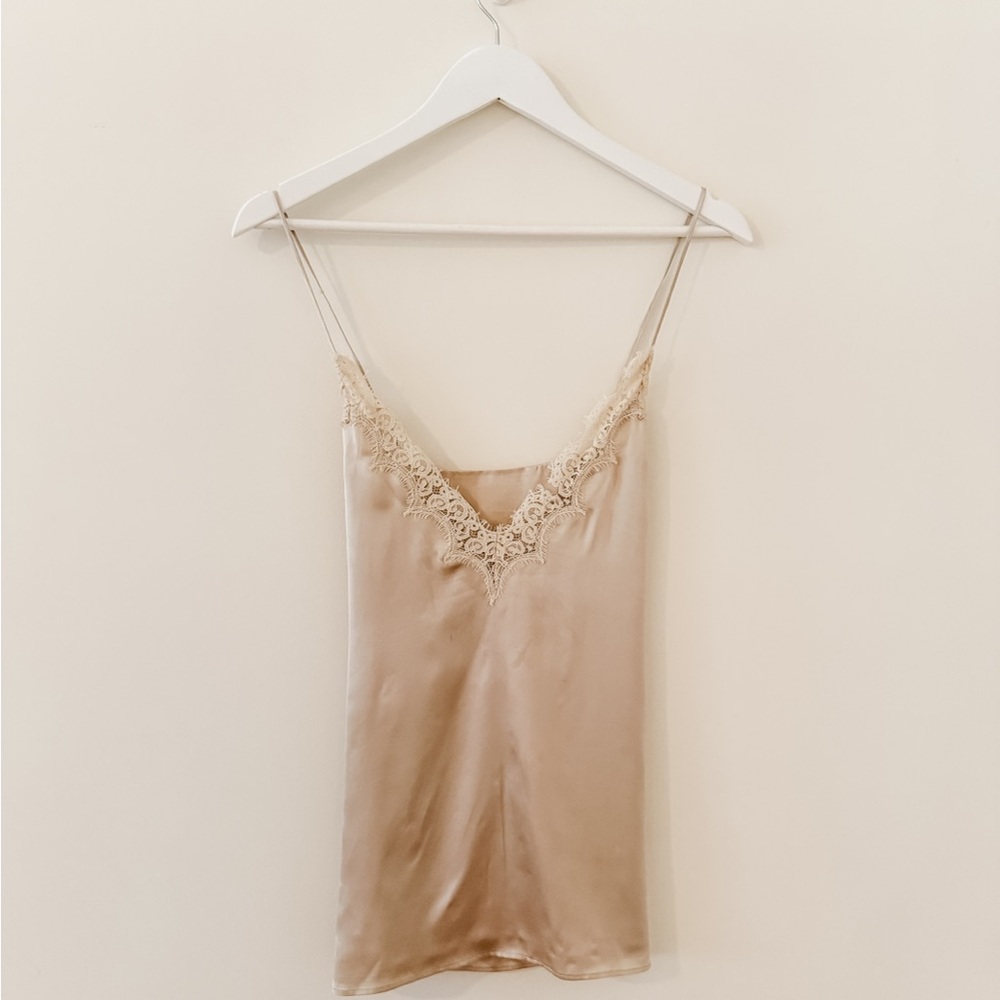 Cami NYC Silk Lace-Trim Camisole | Size Large
